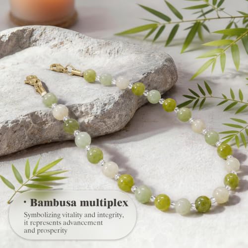 SURPHY Natural Stone Phone Charm, Beaded Phone Wrist Strap with Tether Tab - color: Serpentine Jade