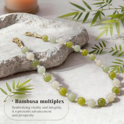 SURPHY Natural Stone Phone Charm, Beaded Phone Wrist Strap with Tether Tab - color: Serpentine Jade