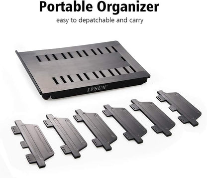 Adjustable Phone Stand Holder Dock Mobile Phone Tablet Organizer Multi Device Universal Desktop Stand Rack for iPhone Samsung Kindle Fire Tablet and Most Electronics Devices-No Charging Port (S-Black) - color: S-Black