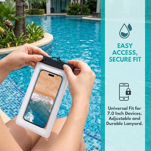 Universal Waterproof Phone Case Pouch with Neck Strap, 2-Pack, Black & White (Pink&Green) - color: Pink&Green