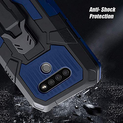 for LG K51 Phone Case,with Tempered Glass Screen Protector [2Pack] Heavy-Duty Military Grade 15ft. Drop Tested Protective Case for LG K51 -Blue - color: BLUE