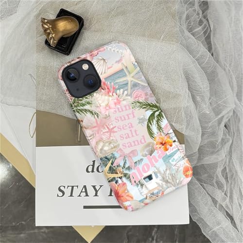Case for iPhone 13 14, Cute Phone Case, Aloha Summer Collage | Hybrid 2-Layer Phone Cover，Military-Grade Protection Durable Shockproof Anti-Scratch Cases - color: Pink Aloha Summer Collage, size: Iphone 13/14