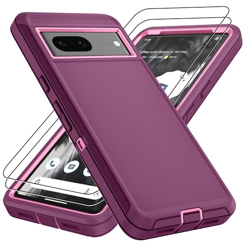 Pilaru for Google Pixel 7 Case, Pixel 7 Case with 2Pcs HD Screen Protector, Military Grade 3 in 1 Shockproof/Dustproof/Drop Proof Military Grade Protective Case for Pixel 7-Purple - color: Purple, size: Google Pixel 7