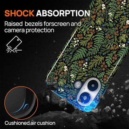 Case for iPhone 16 Plus, Shockproof Hybrid Protective Phone Case, Dual-Layer Drop Protection Anti-Scratch, Fern Leaf - color: Fern Leaf, size: iPhone 16 Plus