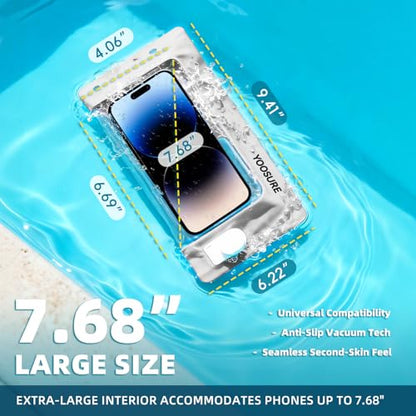 Vacuum Waterproof Phone Pouch - IPX8 Professional Cell Phone Dry Bag with Lanyard, Essential for Beach & Cruise, Universal Waterproof Case Fits All Smartphones up to 7.7" (1, White) - color: White