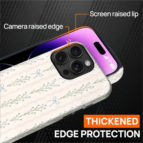 Magnetic for iPhone 14 Pro Max Case,[Compatible with Magsafe] Dual Layer Protective Heavy Duty Shockproof Rugged Drop Protection Bumper Hybrid Case - Blue Bow Stripes - color: Blue Bow Stripes, size: iPhone 14 Pro Max