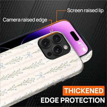 Magnetic for iPhone 14 Pro Max Case,[Compatible with Magsafe] Dual Layer Protective Heavy Duty Shockproof Rugged Drop Protection Bumper Hybrid Case - Blue Bow Stripes - color: Blue Bow Stripes, size: iPhone 14 Pro Max