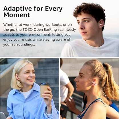 TOZO OpenEarRing Open Ear Earbuds 40H Bluetooth 5.4 Lightweight Comfort - color: Rose Gold