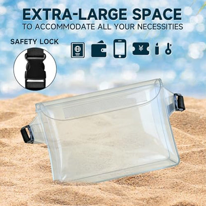 2 Pack Waterproof Floating Phone Pouches with Adjustable Belt for Beach Use | Holds phones, passports & wallets, leak-proof seal, floats on water, ideal for swimming, kayaking and cruises
