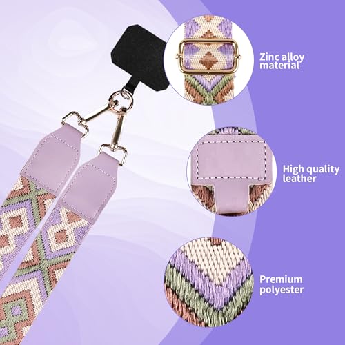 Clip and Go Phone Strap with Zippered Pouch,Phone Strap with Cellphone Chain Accessories - color: Purple