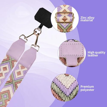 Clip and Go Phone Strap with Zippered Pouch,Phone Strap with Cellphone Chain Accessories - color: Purple