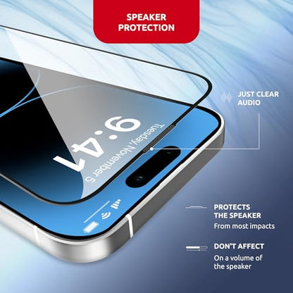 Screen Protector for iPhone 14 Pro Max – Tempered Glass Screen Protector for iPhone 14 Pro Max Kit with Applicator - Full Edge-to-Edge Protection, 9H Hardness, Oleophobic Coating - Black - size: for iPhone 14 Pro Max