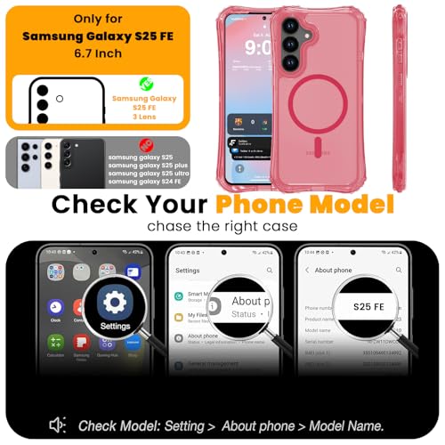 WRJ Magnetic Clear for Samsung Galaxy S26 FE Case,Samsung S25 FE Case [Fit for MagSafe][Military Grade Drop Protection] Translucent Shockproof Protective Phone Case-Peach Pink - color: Peach Pink, style: Transparent