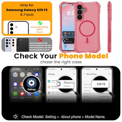 WRJ Magnetic Clear for Samsung Galaxy S26 FE Case,Samsung S25 FE Case [Fit for MagSafe][Military Grade Drop Protection] Translucent Shockproof Protective Phone Case-Peach Pink - color: Peach Pink, style: Transparent