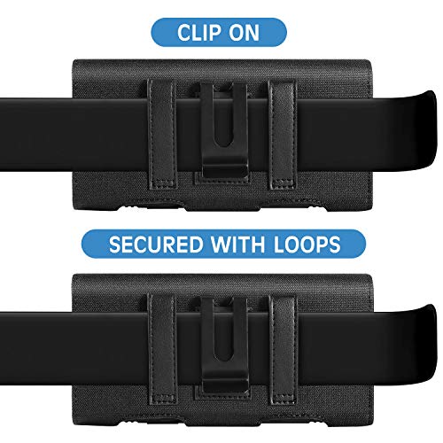 BECPLT Compatible with iPhone 13 Mini 12 Mini SE2 8 7 6 6s Holster Case, Nylon Holster Belt Case with Clip/Loops Belt Pouch Holder for iPhone SE 2022 8 7 6 6s Galaxy S7 - Built in ID Card Slot - color: Black-Nylon, size: S (5.8" x 3" x 0.5")