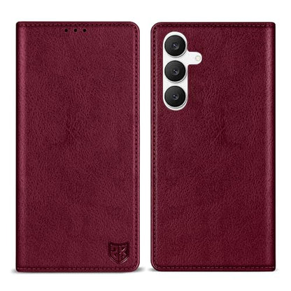 ZZXX for Samsung Galaxy S25 FE Wallet Case with [RFID Blocking] Card Slot Stand Strong Magnetic PU Leather Flip Fold Protective Phone Case for Samsung Galaxy S25 FE Case Wallet(Wine Red-6.7 inch) - color: Wine Red