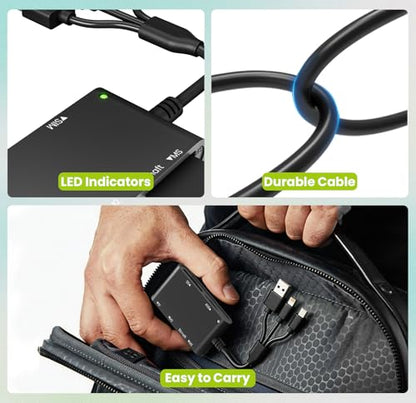 7 in 3 SIM Card Reader& CAC Reader Military Smart Card Reader for iPhone/PC - color: Black, size: USB/Lightning/US-C SIM cardreader