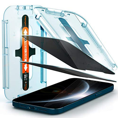 Spigen Tempered Glass Screen Protector [Glas.tR EZ Fit - Privacy] Designed for iPhone 12 Pro Max - 2 Pack - size: iPhone 12 Pro Max