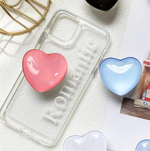 Cute Heart-Shaped Expanding Phone Grip - 3D Deep Pink Crystal Collapsible Phone Mount Holder Stand for Girls Women, Lovely Phone Charm and Accessories，Finger Snap Grip Holder for iPhone, iPad, Kindle