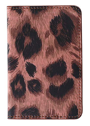 ID Card Holder for Back of Phone Leather Phone Wallet Stick On with Stand Flip Waterproof Leather Adhesive Wallet for Most Cellphones (Leopard) - color: Leopard