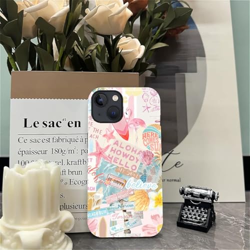 Case Compatible with iPhone 13 14, Cute Dual Layer Hybrid Phone Cover, Military Grade Drop Protection, Aesthetic Shockproof Phone Case for Women Girls, Pastel Pink Summer Collage - color: Pastel Pink Summer Collage, size: Iphone 13/14