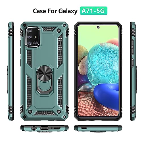 Samsung A71 5G Case, A71 5G Phone Case with Screen Protector, Military Grade Protective Cases with Ring for Samsung Galaxy A71 5G (Dark Green) - color: Dark Green