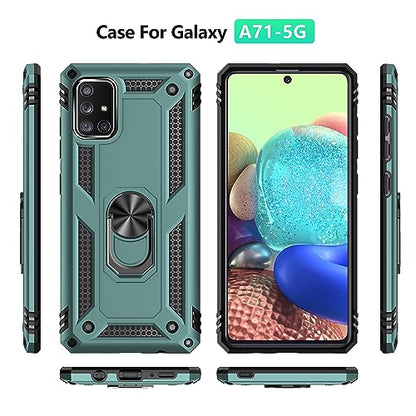 Samsung A71 5G Case, A71 5G Phone Case with Screen Protector, Military Grade Protective Cases with Ring for Samsung Galaxy A71 5G (Dark Green) - color: Dark Green