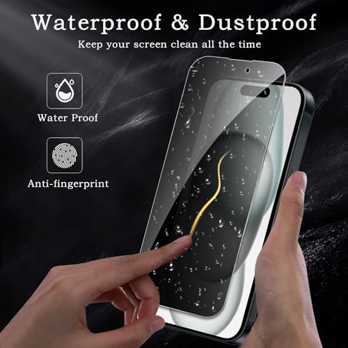 [2+2 Pack] Privacy Screen Protector for iPhone 15, Anti-Spy Shatterproof Tempered Glass with Camera Lens Tempered Glass 9H Hardness Bubble Free Anti-Glare Case Friendly