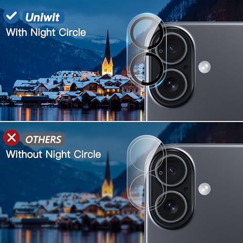[3 Pack Camera Lens Protector For iPhone 16 6.1-Inch and iPhone 16 Plus 6.7-Inch,9H Tempered Glass,Anti-Scratch,Case Friendly,Night Circle,No-Bubble HD Clarity,Full Cover - size: iPhone 16/16 Plus