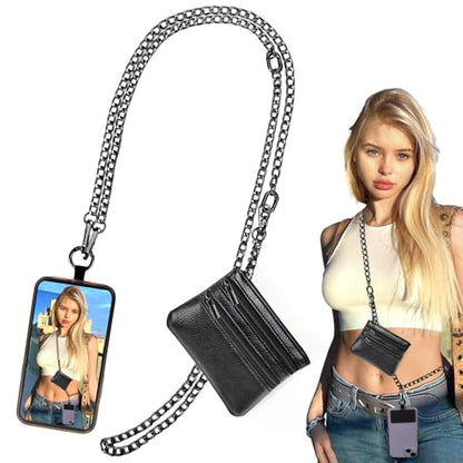 XANGNIER Clip and Go Strap for Phone with Wallet Crossbody,Chain Black - color: Chain Black