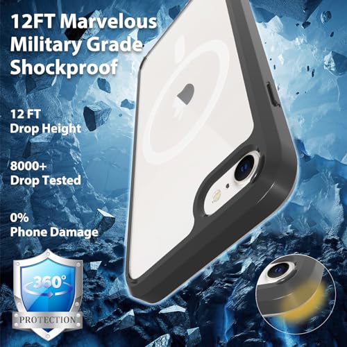 for iPhone SE 3rd & 2nd Gen & 8/7 Case [Compatible with Magsafe] Translucent Matte Phone Cover, [10 FT Military Grade Drop Protection] Slim Durable (Black Transparent, iPhone SE2/SE3/8/7) - color: Black Transparent, size: iPhone SE2/SE3/8/7