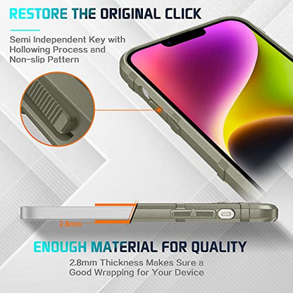 Rugged Shield 8ft Drop Proof TPU Thick Armor Tactical Protective Case Compatible with iPhone 14 Plus (6.7 inches) - Light Clay - color: Light Clay, size: iPhone 14 Plus