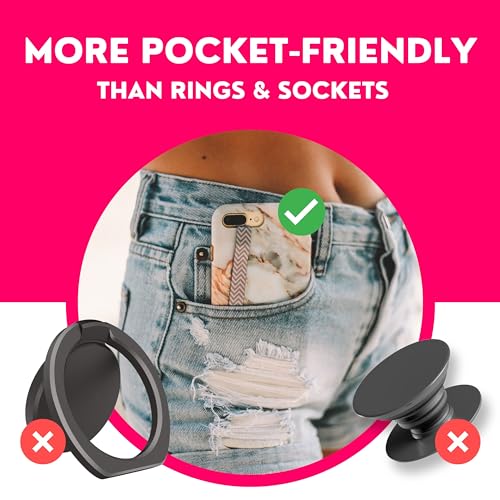 Phone Loops: Non-Elastic Phone Grip, Phone Strap, Phone Holder for Hand - Small, Light and Discreet Phone Loop Cell Phone Holder for Hand - Phone Finger Holder - color: Fabric: Bloom