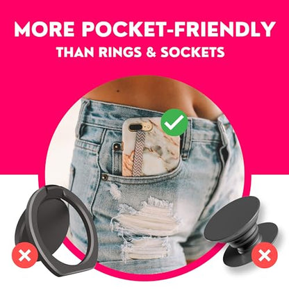 Phone Loops: Non-Elastic Phone Grip, Phone Strap, Phone Holder for Hand - Small, Light and Discreet Phone Loop Cell Phone Holder for Hand - Phone Finger Holder - color: Fabric: Bloom