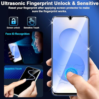 Samcorn [3+3 Pack Pack Galaxy A17 5G Screen Protector, HD Clear Tempered Glass, Fingerprint Unlock, 3D Curved, Scratch Resistant, No Bubble for Samsung Galaxy A17 5G Glass Screen Protector