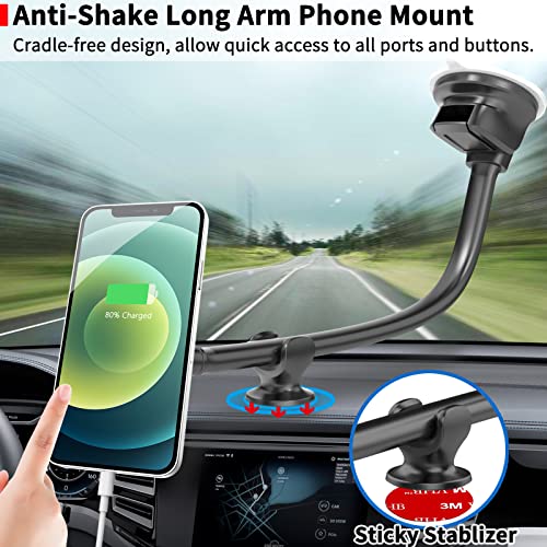 APPS2Car Magnetic Phone Holder for Car, 14-Inch Windshield Phone Mount - color: Black- Magnetic