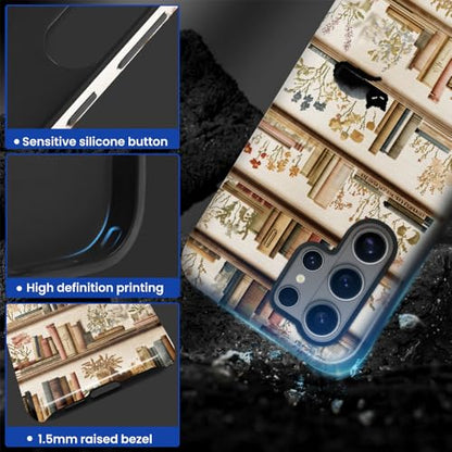 Compatible with Samsung Galaxy S26 Ultra Case,Glossy Case All-Round Protection Shockproof Anti-Scratches TPU Cover,Cases for Man Woman-Bookshelf Books Plants Cat - color: Bookshelf Books Plants Cat, size: Galaxy S26 Ultra