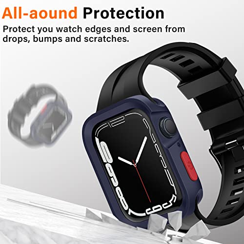 Amizee Rugged Case Compatible with Apple Watch Case Series 9/8/7 41mm SE 3/2/1 Series 6/5/4 40mm, Soft TPU Shockproof Bumper Drop Proof Protective Cover Compatible with iWatch - Blue - color: Blue, size: 40mm/41mm