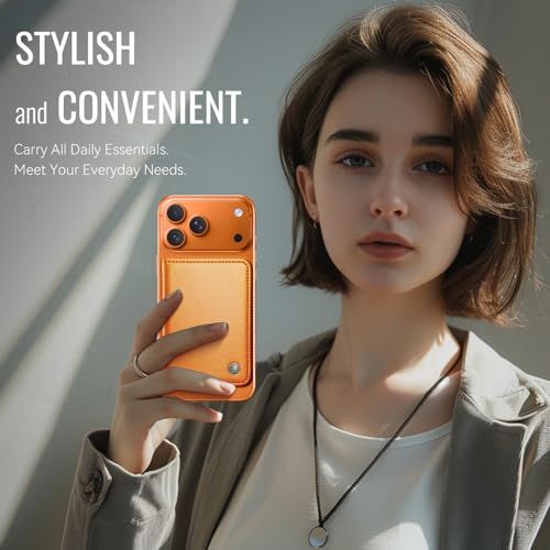 Defencase for Magsafe Wallet Magnetic Card Holder RFID Blocking, Orange - color: Fashion Orange