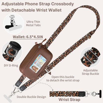 Clip and Go Strap for Phone with Wallet Crossbody Lanyard (Black Blown) - color: Black Blown