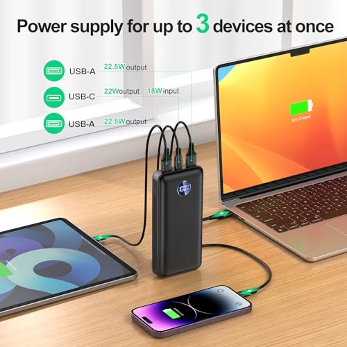 Portable Charger 40000mah Power Bank, USB-C (22.5W) Fast Charging Battery Pack Portable Phone Charger for iPhone 16 Pro/16/15/14/13 Series, Android Samsung Galaxy, Battery Bank for Travel Camping