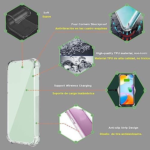 USTIYA Case for TCL 40 se Clear TPU Four Corners Military-Grade Protection Cover Transparent Soft funda