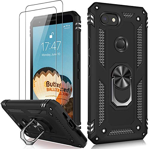 LUMARKE for Google Pixel 3A Case with Screen Protector,Pass 16ft. Drop Tested Military Grade Protective Phone Cover with Magnetic Ring Kickstand Compatible with Car Mount Holder Black - color: Black, size: Google Pixel 3A