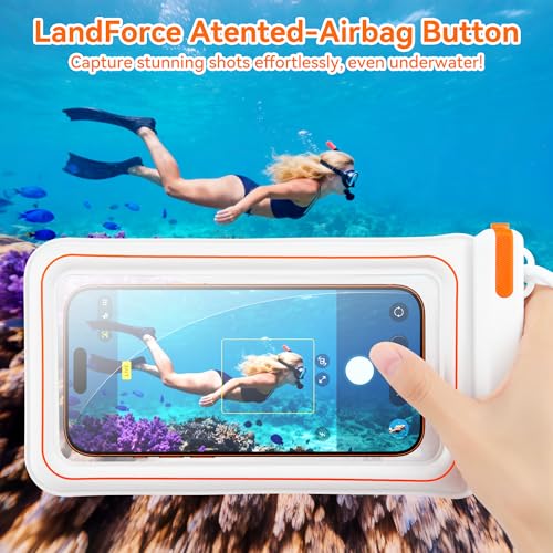 Waterproof Phone Pouch, IPX8 Floating Case up to 7.1" | Touchscreen TPU Window, 4-Chamber Airbag, Lanyard, for iPhone 17/16/15/14Pro Max, Samsung S24/25 Ultra, Beach, Cruise & Kayak - color: WHITE 1PACK