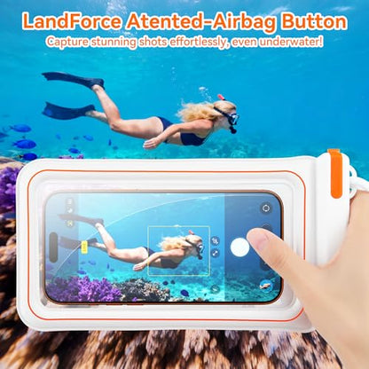 Waterproof Phone Pouch, IPX8 Floating Case up to 7.1" | Touchscreen TPU Window, 4-Chamber Airbag, Lanyard, for iPhone 17/16/15/14Pro Max, Samsung S24/25 Ultra, Beach, Cruise & Kayak - color: WHITE 1PACK