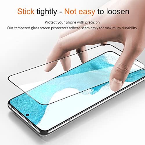 [2+2Pack] Tempered Glass Screen Protector for Samsung Galaxy S22 and Camera Lens Protector Fingerprint Unlock Full Coverage HD Clear Bubble Free 9H Compatible with Galaxy S22 6.1 inch - color: Samsung Galaxy S22 (6.1 inch)