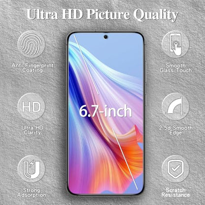3 Pack Privacy Screen Protector for Samsung Galaxy S24 Plus/S24+ Anti Spy Private Tempered Glass Film, Fingerprint Unlock, Anti Scratch, 9H Hardness, Bubble Free, Case Friendly