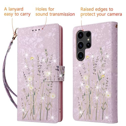 UEEBAI Wallet Case for Samsung Galaxy S23 Ultra 5G, PU Leather Phone Case Kickstand RFID Blocking Flip Case Card Slots Wrist Strap Relief Engraved Pattern Magnetic Closure Flower Folio Case, Lavender - color: Lavender, size: Samsung Galaxy S23 Ultra 5G