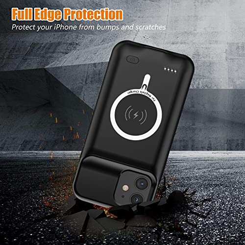 Battery Case for iPhone 11, Upgraded 10000mAh High-Capacity Protective Rechargeable Extended Battery Charger Cover Compatible with iPhone 11 (6.1 inch) Wireless Charging Case Support Carplay - Black - size: iPhone 11