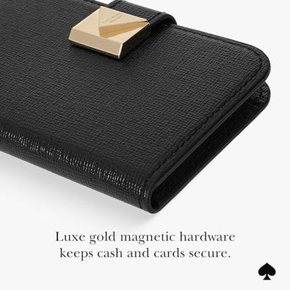 kate spade new york Deco Magnetic Card Holder/Wallet - Black | Stylish Phone Wallet - Compatible w/MagSafe Phones & Cases -Detachable MagSafe Wallet for iPhone 17 Pro Max/16/15/14/Pixel 10 - color: Deco - Black